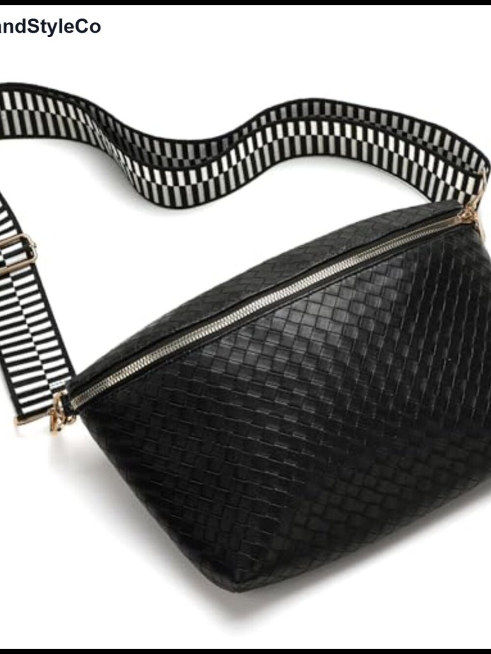 Woven Faux Leather Crossbody Bum Bag Vegan Leather Fanny Pack Travel